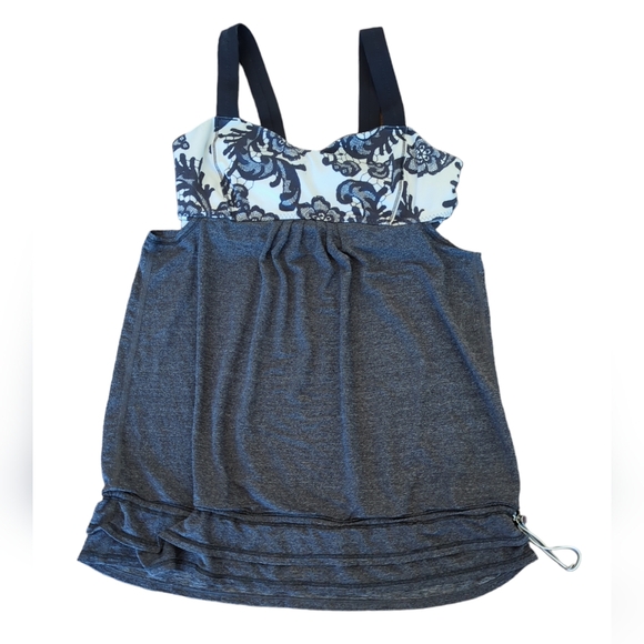 Lululemon Run Back On Track Tank Top Floral/ Laceoflage Black Polar Cream Size 6 - Picture 2 of 6